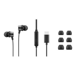 Lenovo Go – Ohrhörer mit Mikrofon – im Ohr – Schwarz – für ThinkCentre M60q Chromebox; M70s Gen 3; M70t Gen 3; ThinkPad E14 Gen 3; P15v Gen 3