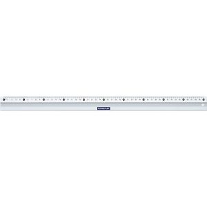 Lineal Staedtler Mars, für Rechtshänder, Länge 50 cm/500 mm, abriebfeste cm- & mm-Einteilung, mit Tuschekante, rutschfest, Aluminium, silber