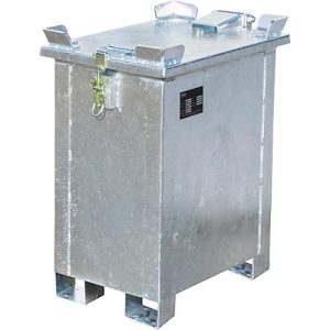 Lithium-Ionen-Lagerbehälter LIL 30, Stahlblech, abschließbarer Deckel, 3-fach stapelbar, B 400 x T 600 mm