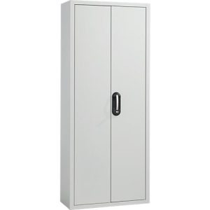 Magazinschrank, 1690 mm hoch, 9 Böden, ohne Kästen, mit Türen, lichtgrau