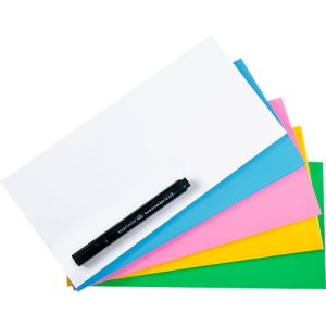 Magic Chart Notes Legamaster, rechteckig, blanko, 2-seitig nutzbar, beschreibbar, selbstklebend, inkl. Boardmarker, B 200 x H 100 mm, Polypropylen, farbsortiert, 5 x 100 Stück