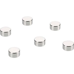 Magnete, für Glas-Magnettafeln, rund, Haftkraft bis 3 kg, Ø 10 x H 5 mm, Metall, chromfarben, 6 Stück