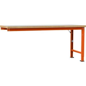 Manuflex Anbauwerkbank Profi Spezial, Tischplatte Kunststoff, 2000 x 700 mm, rotorange