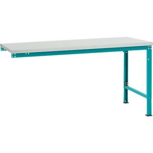Manuflex Ansatztisch UNIVERSAL Spezial, Tischplatte Kunststoff, 1750×1000, wasserblau