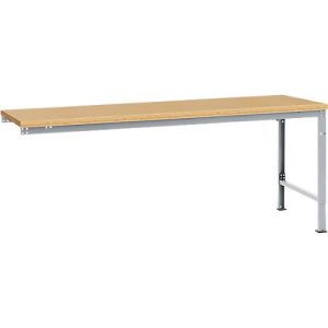 Manuflex Ansatztisch UNIVERSAL Spezial, Tischplatte Multiplex, 2000×1000, alusilber