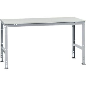 Manuflex Arbeitstisch UNIVERSAL Standard, 1750 x 1000 mm, Melamin lichtgrau, alusilber