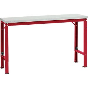 Manuflex Grundtisch UNIVERSAL Spezial, 1500 x 800 mm, Kunststoff lichtgrau, rubinrot