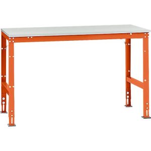 Manuflex Grundtisch UNIVERSAL Standard, Tischplatte Kunststoff, 1500×800, rotorange