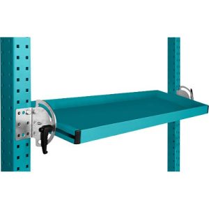 Manuflex Neigbare Ablagekonsole, für Reihe Universal oder Profi, Nutztiefe 195 mm, für Tischbreite 2500 mm, wasserblau