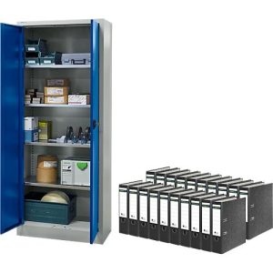 Materialschrank Schäfer Shop Pure, abschließbar, B 800 x T 400 x H 1935 mm + gratis 20 Schäfer Shop Select Aktenordner, DIN A4, 80 mm