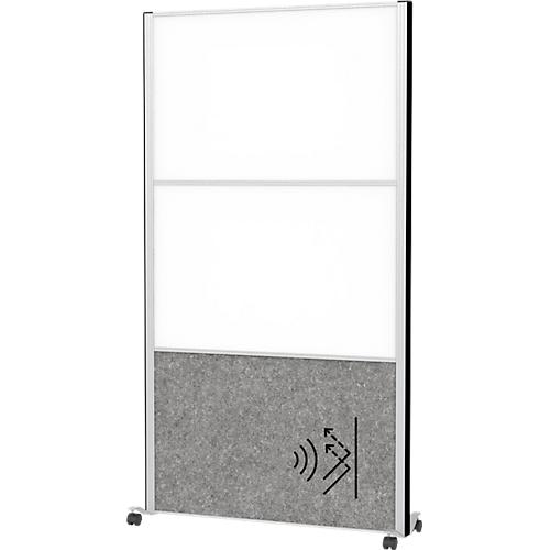 MAUL Stellwandsystem MAULconnecto, 1x Akustikvlies dunkel, 2x Whiteboard, Klettverbindung, auf Rollen, H 1800 x B 1000 mm, silber