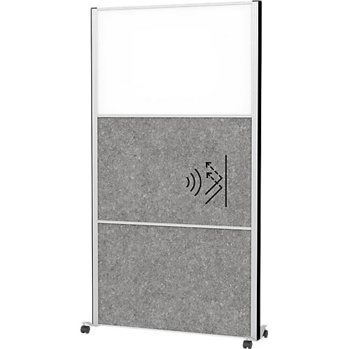 MAUL Stellwandsystem MAULconnecto, 2x Akustikvlies dunkel, 1x Whiteboard, Klettverbindung, auf Rollen, H 1800 x B 1000 mm, silber