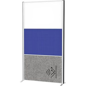 MAUL Stellwandsystem MAULconnecto, Steckmodule, 1x Whiteboard, 1x Akustikvlies, 1x Textiloberfläche, Klettverbindung, H 1800 x B 1000 mm, silber