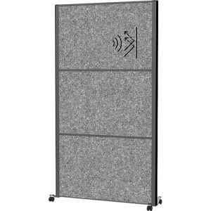 MAUL Stellwandsystem MAULconnecto UpLight, 3x Akustikvlies dunkel, LED-Beleuchtung, Klettverbindung, auf Rollen, H 1800 x B 1000 mm, anthrazit