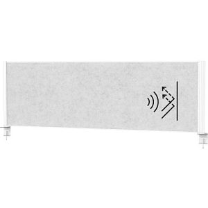 MAUL Tisch-Trennwand MAULconnecto, Akustikvlies 4000 g/m², Aluminiumprofil, B 1600 x H 500 mm, Akustik hellgrau, weiß