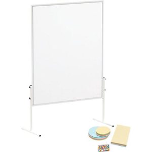 MAULsolid Moderationstafel, Papierbeschichtung, B 1200 x H 1500 mm + Moderationskarten-Set, 360 Karten und 200 Pin-Nadeln
