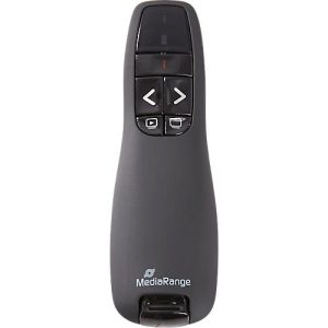 MediaRange Präsentationsfernbedienung MROS220, mit 5 Tasten und rotem Laserpointer, bis zu 15 m, schwarz