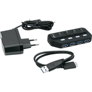 MediaRange USB 3.0-Hub, 4-fach, schaltbar