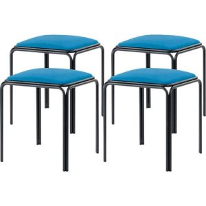 Meet by Paperflow Hocker Bistro, Stahl mit Kunstlederbezug, Sitzhöhe 495 mm, B 420 x T 420 x H 495 mm, 4 Stück, schwarz/blau