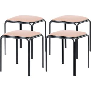 Meet by Paperflow Hocker Bistro, Stahl mit Kunstlederbezug, Sitzhöhe 495 mm, B 420 x T 420 x H 495 mm, 4 Stück, schwarz/elfenbein