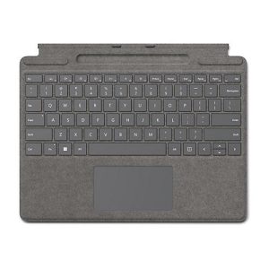 Microsoft Surface Pro Signature Keyboard – Tastatur – mit Beschleunigungsmesser, Touchpad, Surface Slim Pen 2 Ablage- und Ladeschale – QWERTZ – Deutsch – Platin