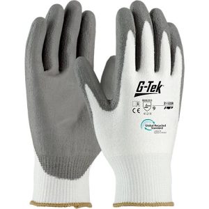 Montagehandschuh G-Tek® 3RX 31-530R, EN 388: 4 1 2 1 X, Nitril, 90 % Recycling-Kunststoff & 10 % Elastan, weiß-grau, Größe 9, 1 Paar
