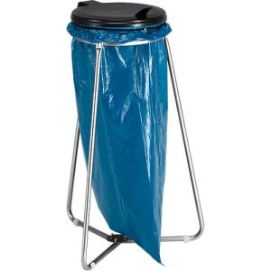 Müllsackständer, für den Innenbereich, für Müllsäcke bis 120 l, mit Deckel, B 560 x T 560 x H 940 mm, Stahl