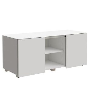 Multicontainer SOLUS PLAY, 2 Schiebetüren, 2 offene Fächer, grifflos, B 1350 x T 523 x H 583 mm, weiß