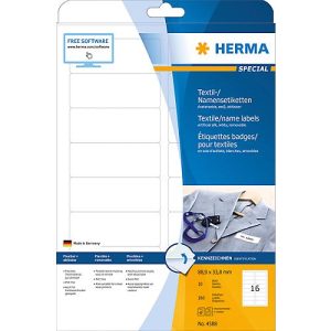Namens- und Textiletiketten Herma, A4, 88,9 x 33,8 mm, selbstklebend, weiß, 160 Stück