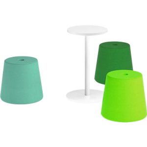 NowyStyl Pouf Set Versi, 3 Sitzhocker inklusive Tisch, grün/hellgrün/türkis/weiß