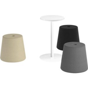 NowyStyl Pouf Set Versi, 3 Sitzhocker inklusive Tisch, schwarz/grau/beige/weiß