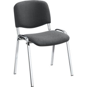 NowyStyl Stapelstühle-Set ISO BASIC, ohne Armlehnen, stapelbar bis 12 Stück, Bezug anthrazit, Gestell chromsilber, 8 Stück