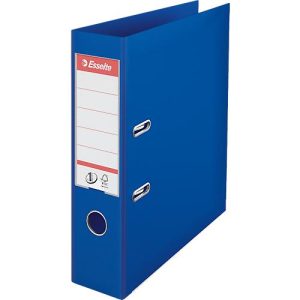 Ordner Esselte® No. 1, A4, Rückenbreite 75 mm, für ca. 500 Blatt, Hebelmechanik, Rückenschild, Griffloch & Raumsparschlitze, FSC®-Karton, blau