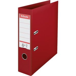 Ordner Esselte® No. 1, A4, Rückenbreite 75 mm, für ca. 500 Blatt, Hebelmechanik, Rückenschild, Griffloch & Raumsparschlitze, FSC®-Karton, bordeaux