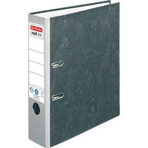 Ordner herlitz maX.file nature, DIN A4, Rückenschild geklebt, Hartpappe, Rückenbreite 80 mm, grau, 1 Stück