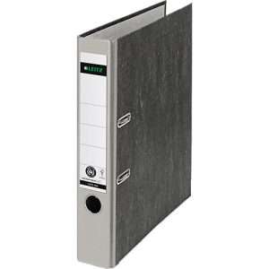 Ordner LEITZ® 1050, DIN A4, Rückenbreite 52 mm, Griffloch, geklebtes Rückenschild, Hartpappe, 1 Stück, grau
