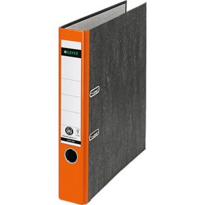 Ordner LEITZ® 1050, DIN A4, Rückenbreite 52 mm, Griffloch, geklebtes Rückenschild, Hartpappe, 1 Stück, orange