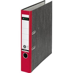 Ordner LEITZ® 1050, DIN A4, Rückenbreite 52 mm, Griffloch, geklebtes Rückenschild, Hartpappe, 1 Stück, rot