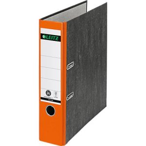 Ordner LEITZ®1080, DIN A4, Rückenbreite 80 mm, Griffloch, geklebtes Rückenschild, Hartpappe, 1 Stück, orange