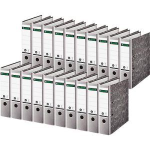 Ordner LEITZ® 1080, DIN A4, Rückenbreite 80 mm, Griffloch, geklebtes Rückenschild, Hartpappe, 20 Stück, grau