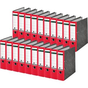 Ordner LEITZ® 1080, DIN A4, Rückenbreite 80 mm, Griffloch, geklebtes Rückenschild, Hartpappe, 20 Stück, rot
