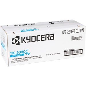 Original Kyocera Toner TK-5380C, 10000 A4 Seiten, inkl. Resttonerbehälter, Einzelpack, cyan