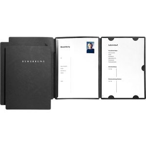 PAGNA Bewerbungmappen Select 3er Set, DIN A4-Format, Karton, Kapazität 30 Blatt, schwarz