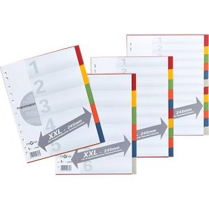 PAGNA Kartonregister mit Deckblatt in Überbreite, zur freien Verwendung, 6 Blätter, 6-farbig