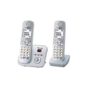 Panasonic KX-TG6822 – Schnurlostelefon – Anrufbeantworter mit Rufnummernanzeige – DECT – Pearly Silver + zusätzliches Handset