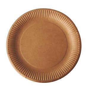 Pappteller Papstar Pure, Einweg, rund, Ø 230 mm, lebensmittelecht, FSC®-zertifiziert & kompostierbar, braun, 5 x 100 Stück