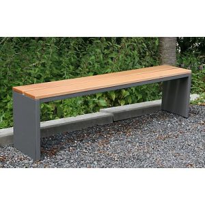 Parkbank, Edelstahl/Garapaholz, witterungsbeständig, B 2000 x T 300 x H 400 mm, moonstone-grau Parkbank, Edelstahl/Garapaholz, witterungsbeständig, B 2000 x T 300 x H 400 mm, moonstone-grau