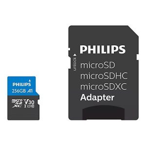 Philips Ultra Pro FM25MP65B – Flash-Speicherkarte (SD-Adapter inbegriffen) – 256 GB – A1 / Video Class V30 / UHS-I U3 / Class10 – microSDXC