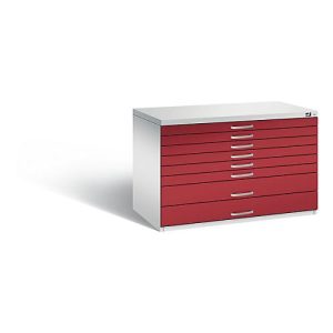 Planschrank aus Stahl, für Formate bis DIN A1, 8 Schubladen