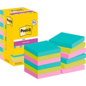 Post-It Super Sticky Notes, Cosmic Collection, 76 mm x 76 mm, 90 Blatt, 8 Blöcke + 4 Gratis/Packung, verschiedene Farben
